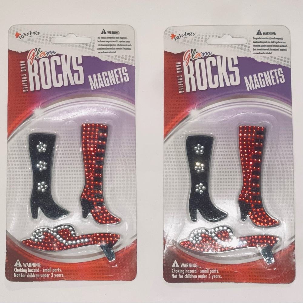 Inkology Glam Rocks Magnetic Black & Red Rhinestone Boots & Shoes